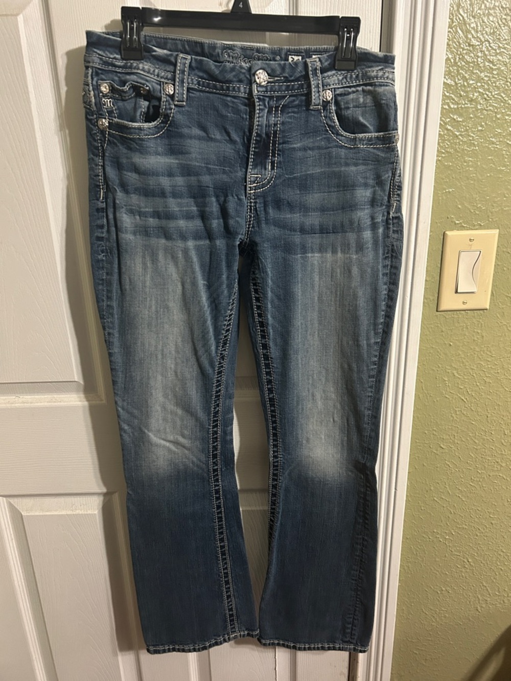 Miss Me Distressed Medium Blue Bootcut Jeans